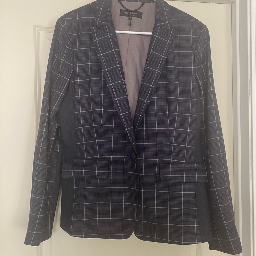 Rag & Bone New York Plaid Blazer size 12